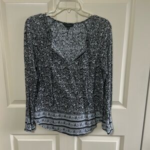 Lucky Brand Floral Black and White Women's Top Size Small
